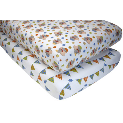 Dumbo Greenguard Gold Certified Animals Floral - Piece Standard Crib Fitted Sheet