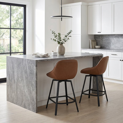 Modern Faux Leather Swivel Counter Stool