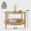 Table basse 32 po en rotin, table centrale ronde en bois massif à 2 niveaux