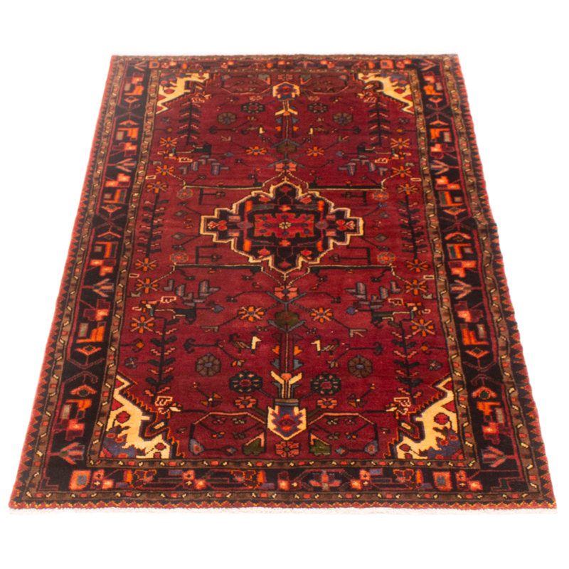 Tapis rouge en laine des années 1990 de 4 pi 2 po x 7 pi 6 po Yelva