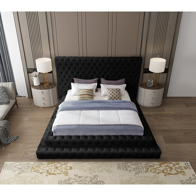 Lit en velours Dymphia Revel, Grand, Velours noir