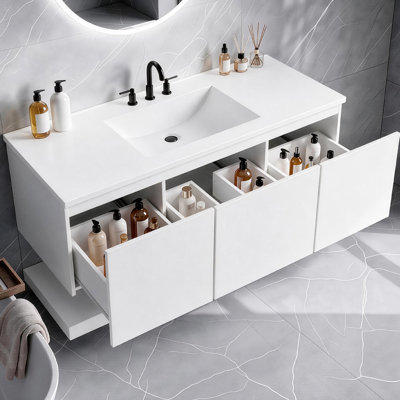 Meuble-lavabo mural de 122 cm avec lavabo