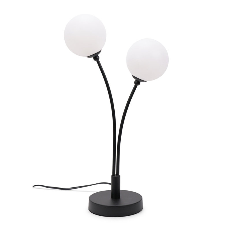 Velika 2 Arm Opaque Globe Table Lamp Light, Black