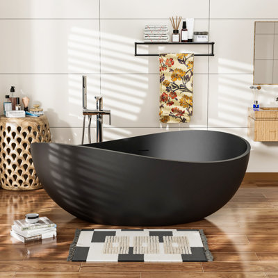 63'' x 37.4'' Freestanding Soaking Solid Surface Bathtub