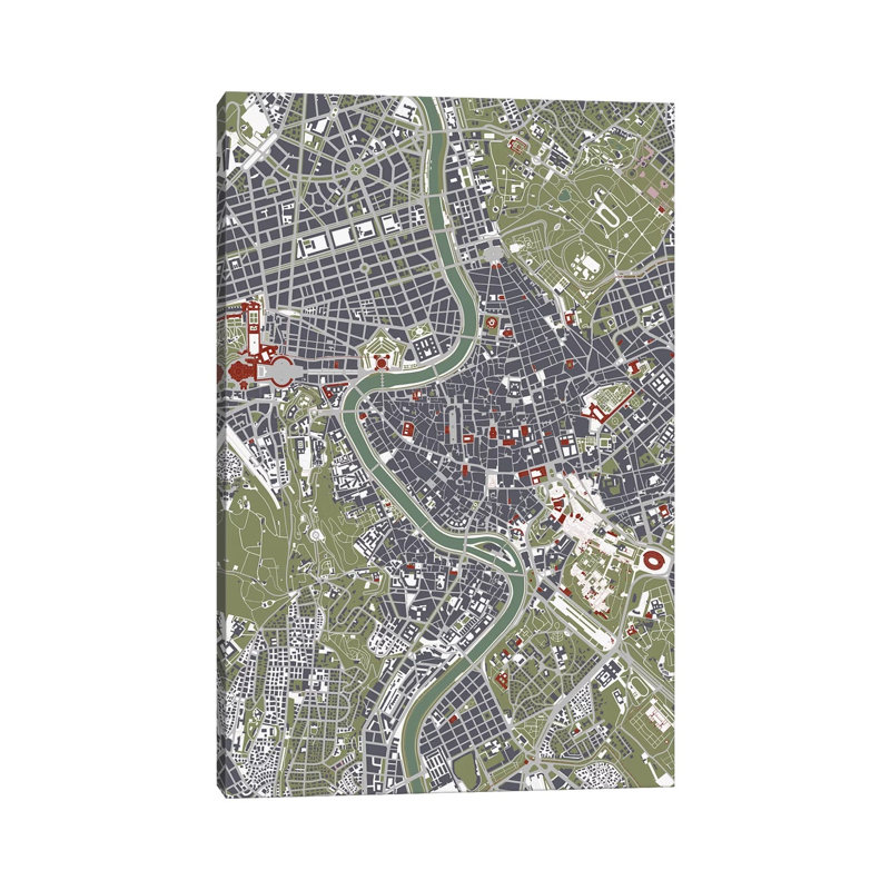 Rome Engraving by Planos Urbanos - Wrapped Canvas Print, 66.04 cm H x 45.72 cm W