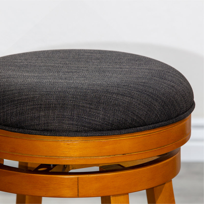 Tabouret 30 ", finition naturelle, siège en tissu gris anthracite, Orange, Noir