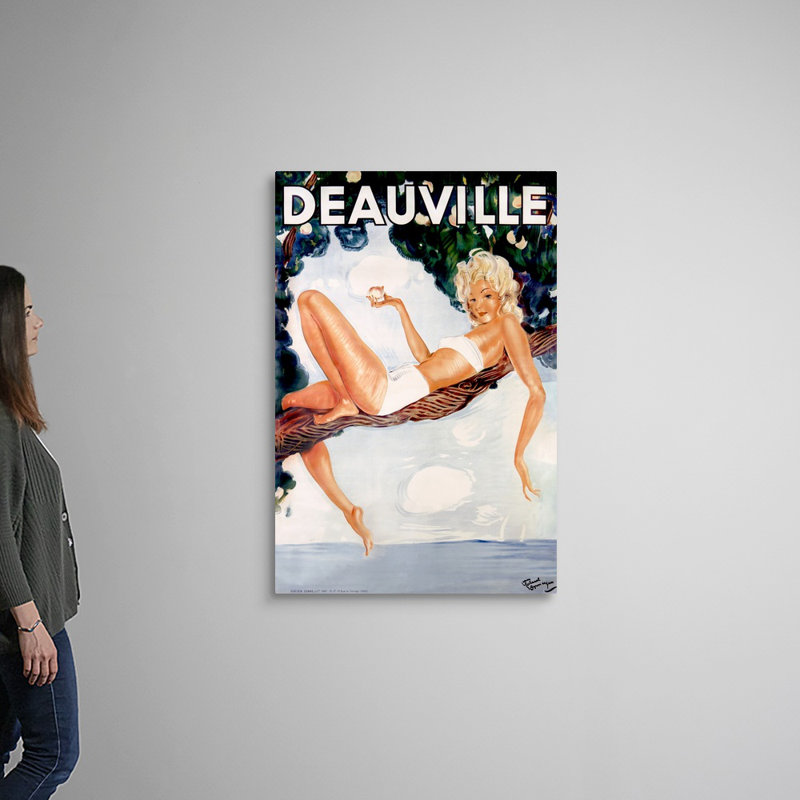 «Deauville», affiche rétro par Jean Gabriel Domergue, reproduction d'art sur toile tendue par Jean Gabriel Domergue