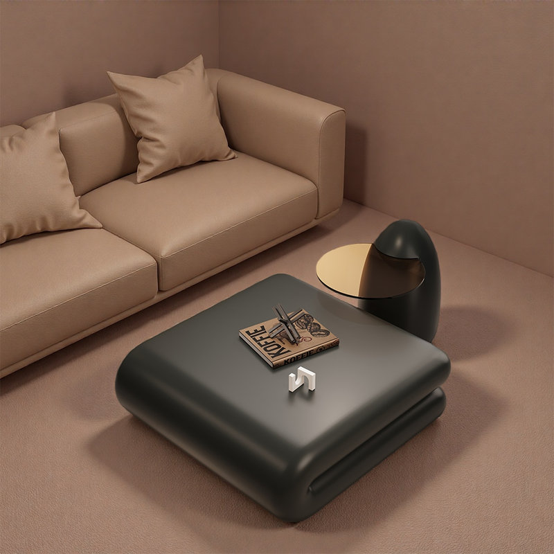 Black square bookshelf coffee table