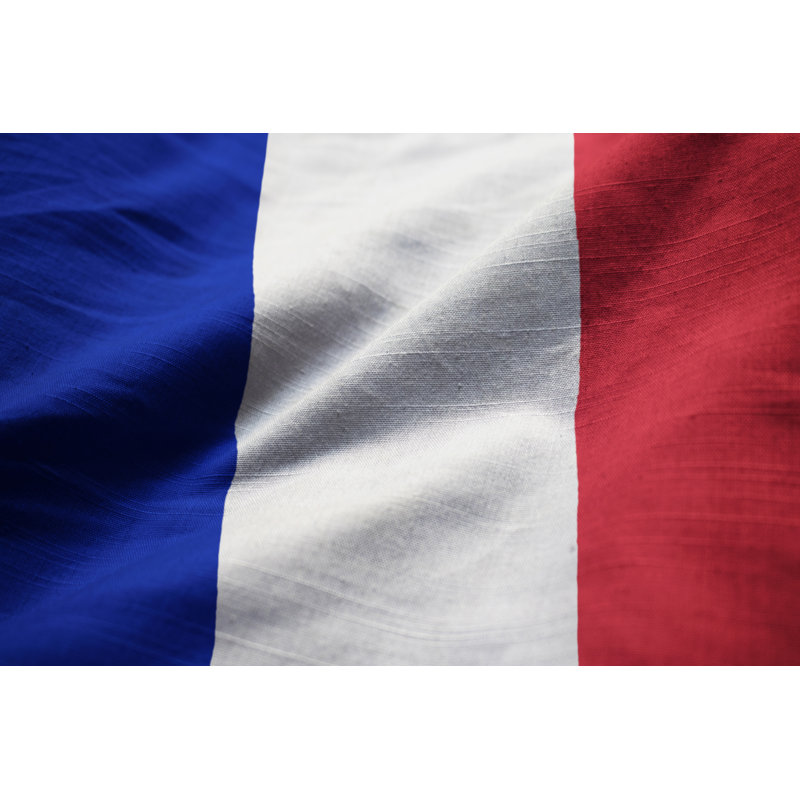 Closeup Of Ruffled France Flag - Wrapped Canvas Print, 81cm H x 122cm W x 3.8cm D