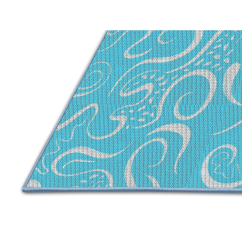 Tapis décoratif abstrait bleu, Rectangle 5 pi x 7 pi