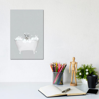 White Tiger Blue Bath by Leah Straatsma - Wrapped Canvas Gallery-Wrapped Canvas Giclée