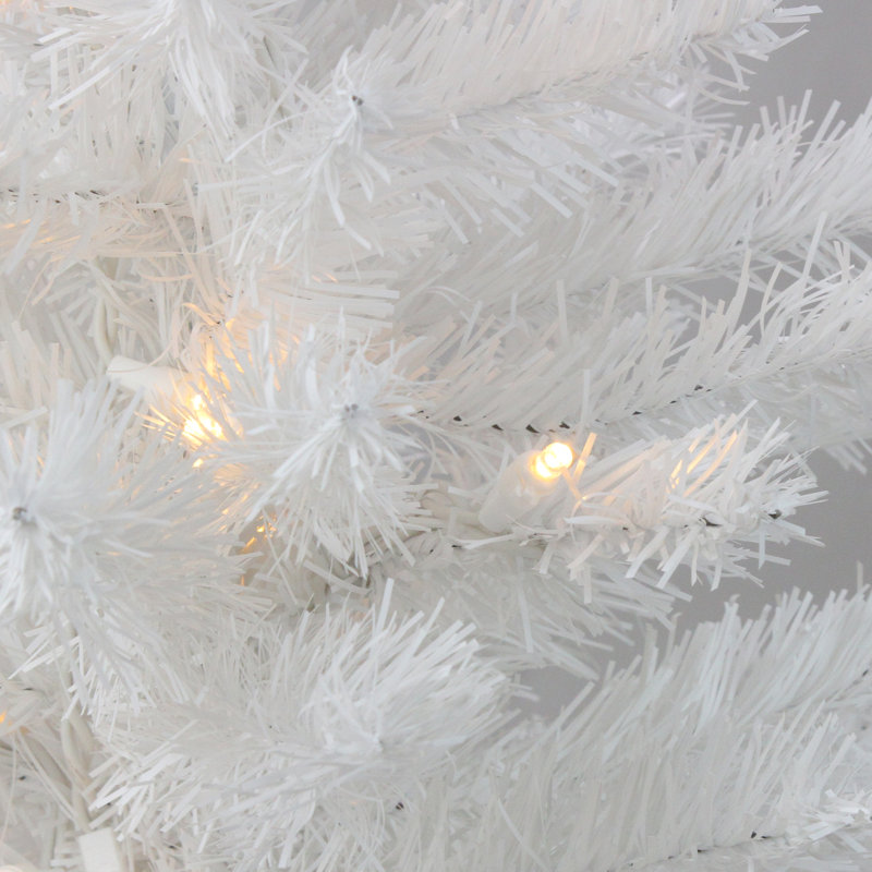 Arbre de Noël artificiel blanc pré-éclairé 2 pi avec lumières DEL claires préinstallées