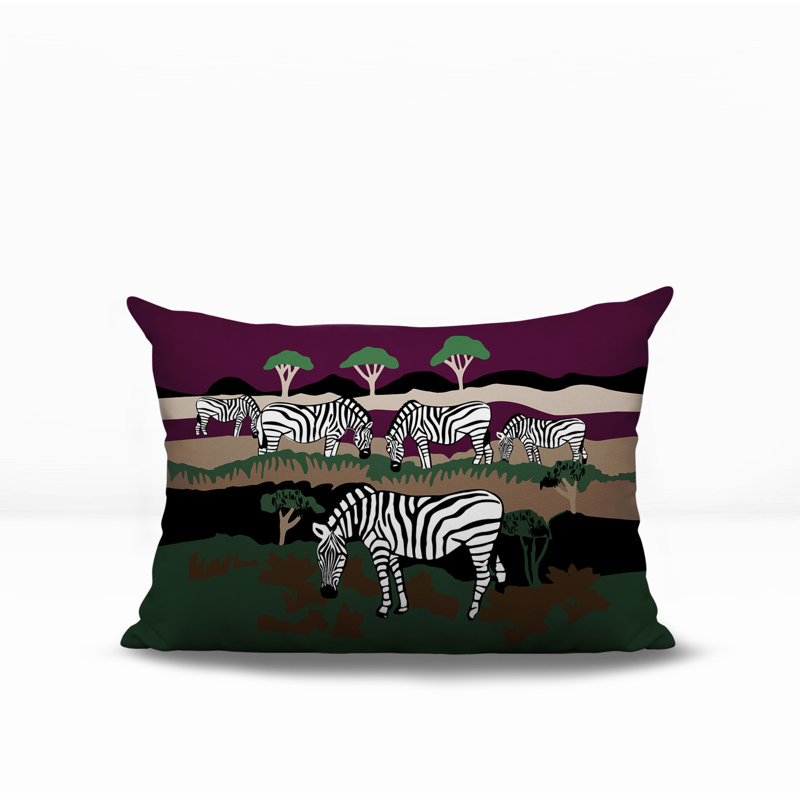 Oreiller rectangulaire réversible intérieur / extérieur Gia Zebra, Mauve, H 14 po x l 20 po