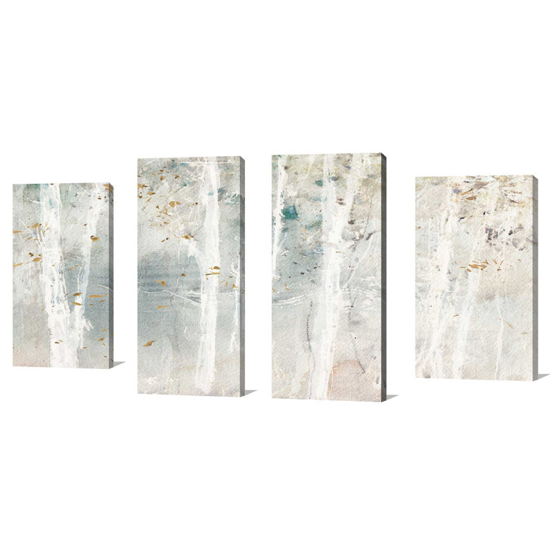 A Woodland Walk III - Ensemble de 4 reproductions sur toiles tendues, H 30 po x l 56 po x P 1 po