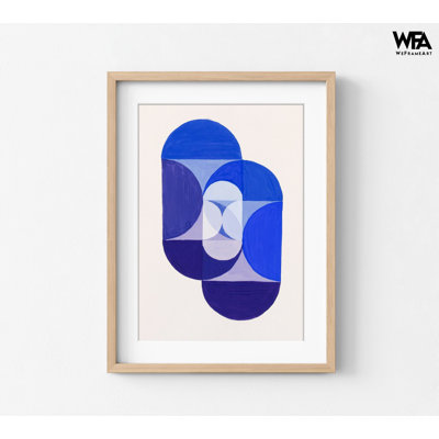 «Key Blue» par Joseph Schillinger, reproduction d'art encadrée The Mathematical Of The Arts, peinture de Schillinger, reproduction d'art bleue