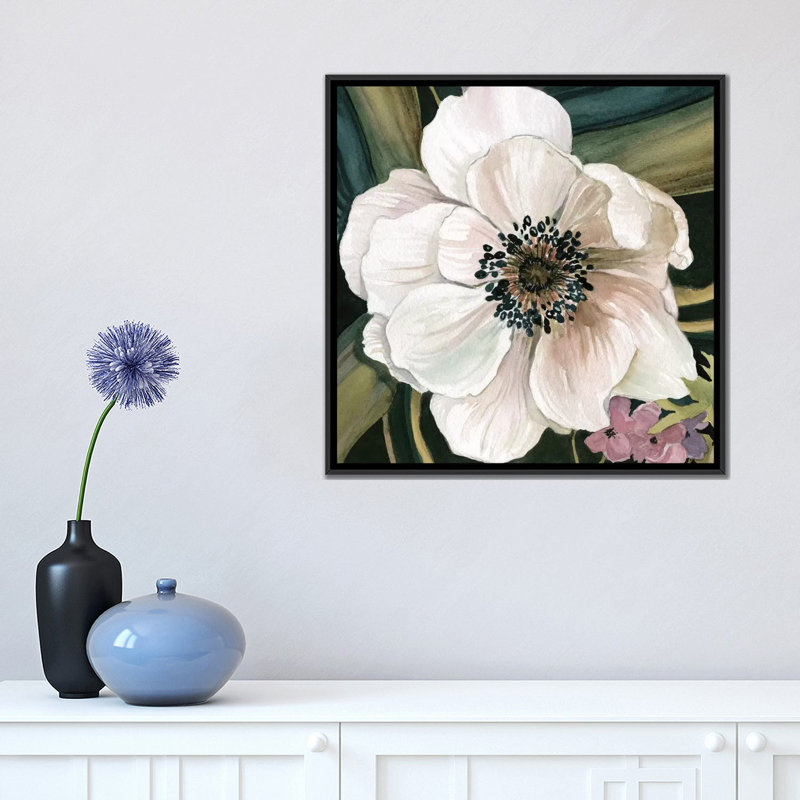 « anemone study iv », reproduction sur toile tendue, H 18 po x l 18 po x P 1,5 po, Toile avec cadre noir, Pas de tapis