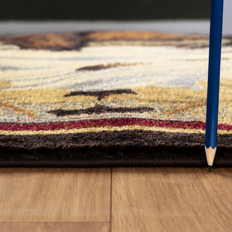 Tapis brun - avec surface texturée, pour la circulation élevée, aux taches de polypropylène Lodge doux et aux taches, ajoute de l'élégance à la maison