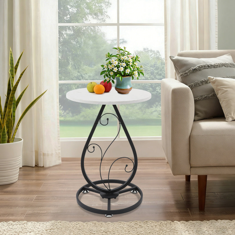 Table d'appoint ronde avec plateau de table et table de chevet décorative, Black