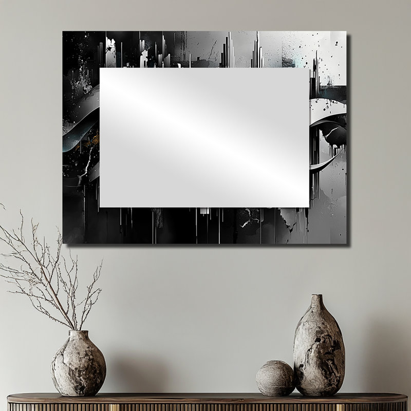 «Black and Grey Introspect Edge», peinture sur toile - impression sur métal, 24 po x 32 po