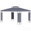 Pavillon de jardin 10 po x 13 pi à double toit pour jardin avec cadre de coin décoratif (gris)-123218990