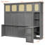 Lit escamotable double avec bureau et armoires en rotin, lit mural peu encombrant pour bureau à domicile, gris antique