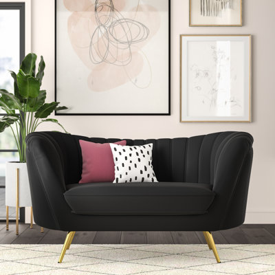 Larissa 65" Velvet Flared Arm Loveseat by Everly Quinn