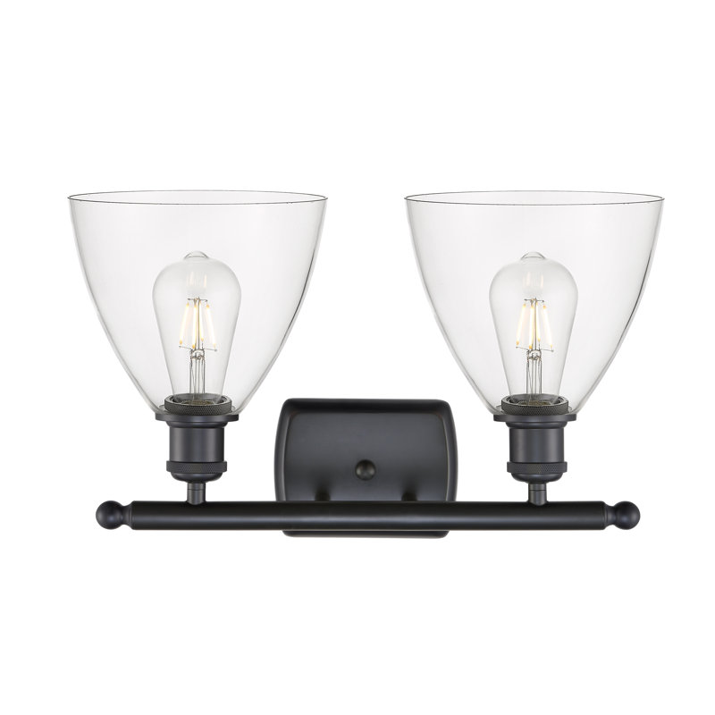 Éclairage pour meuble-lavabo 2 lumières Shauna, Incandescent, Transparent, Noir mat