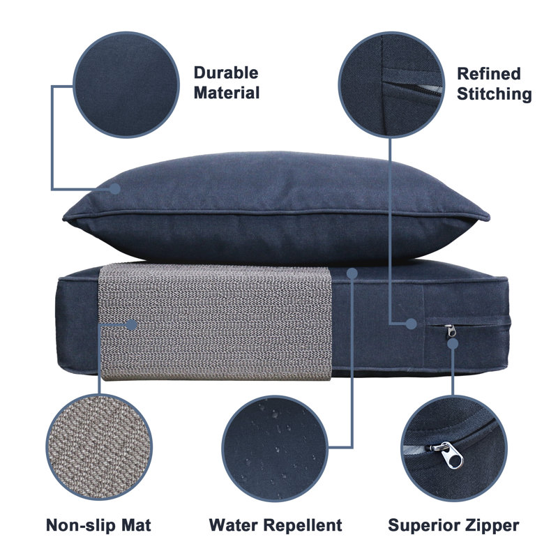 Ensemble de coussins de chaise d'extérieur / intérieur, coussins de remplacement de siège de patio profond
