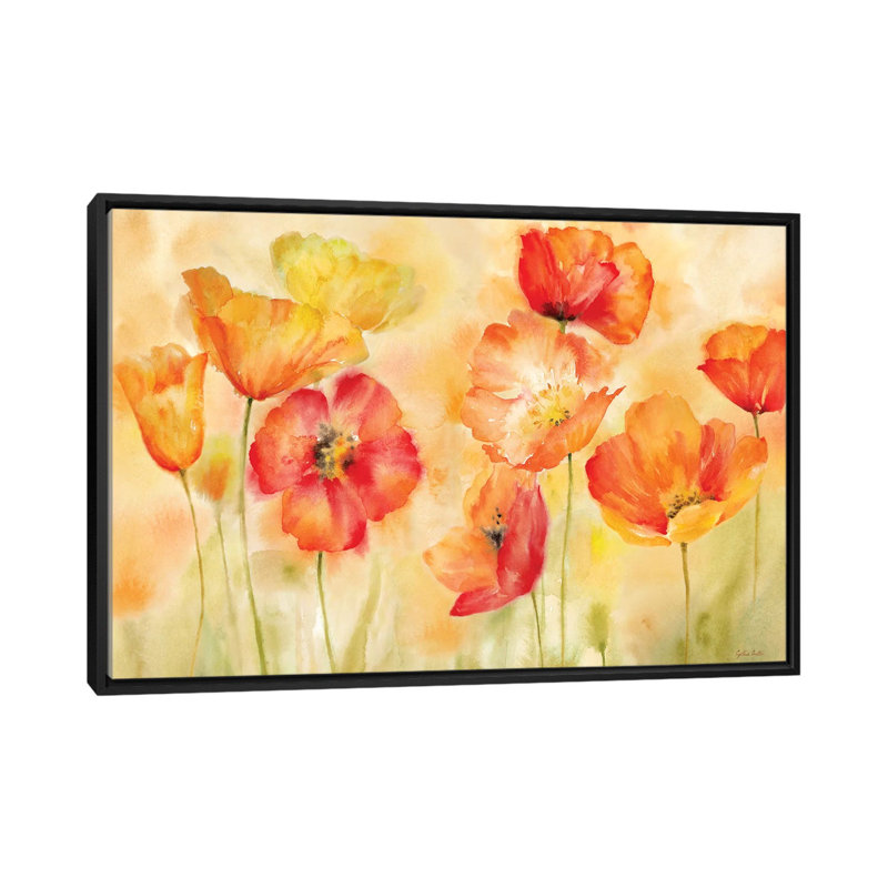 « aquarelle landscape », impression sur toile, H 18 po x l 26 po x P 1,5 po, Toile avec cadre noir, Pas de tapis