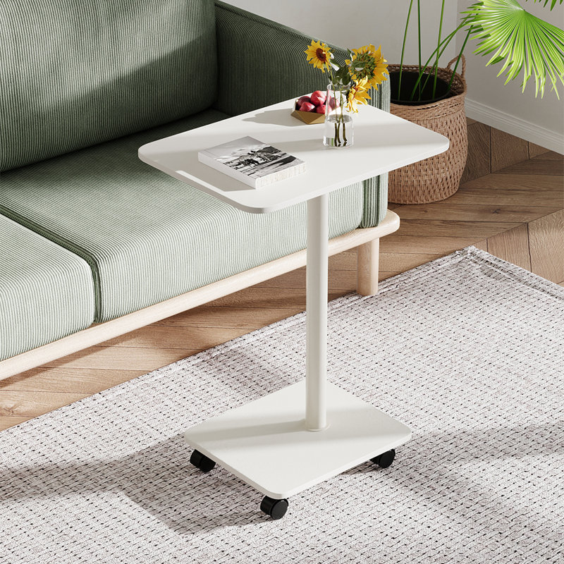 Tray Top Pedestal End Table, White, White