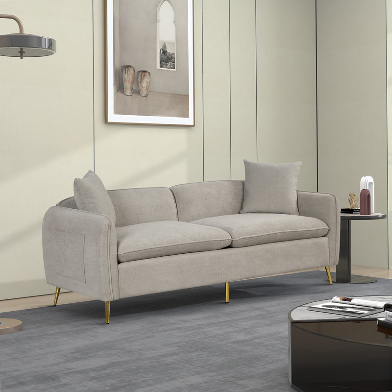 Causeuse rembourrée 58,45 po Shardul, Velours gris velours
