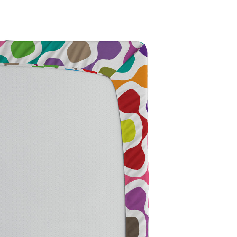 Microfiber Geometric Fitted Sheet, Full Fitted Sheet, Orange/Purple Abstract