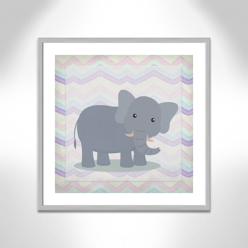 Art de l'éléphant rose, Encadré de boîte argent, H 26,5 po x l 26,5 po x P 1,18 po