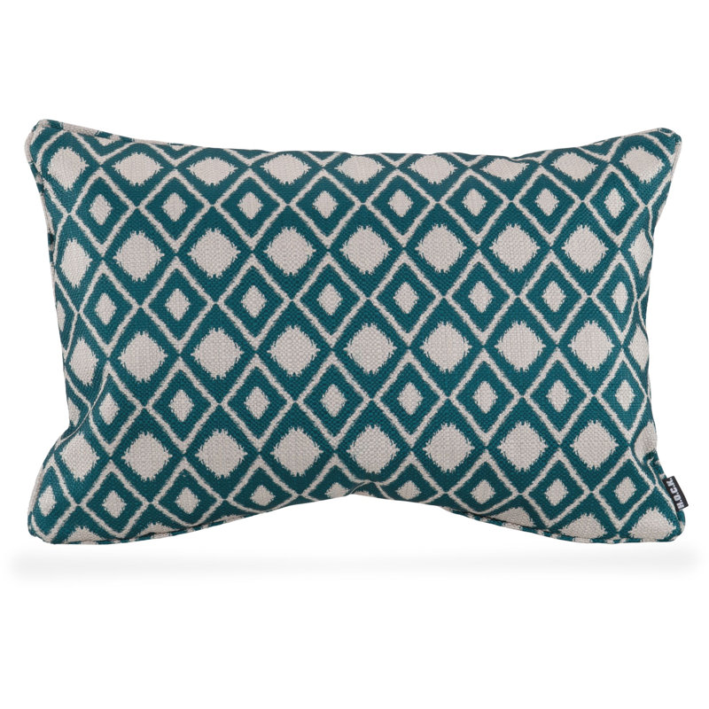 Peru Geometric Rectangular Cushion, Teal/White