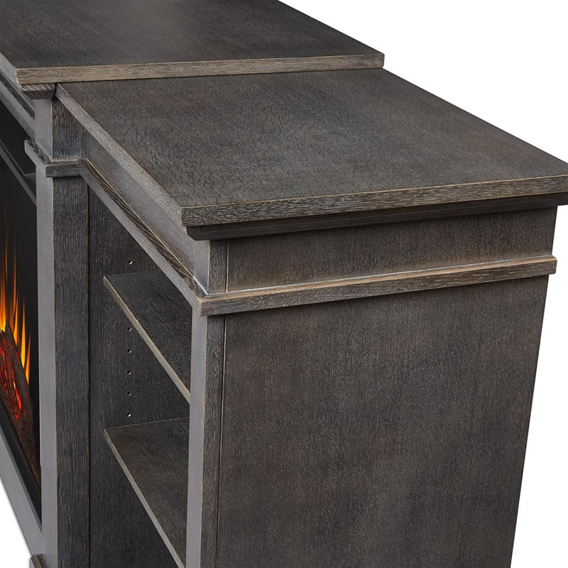 Grand Electric Fireplace TV Stand With Adjustable Shelves, Storage, Remote Control, And Timer,Black – Fireplace TV Stand / Wood / Modern