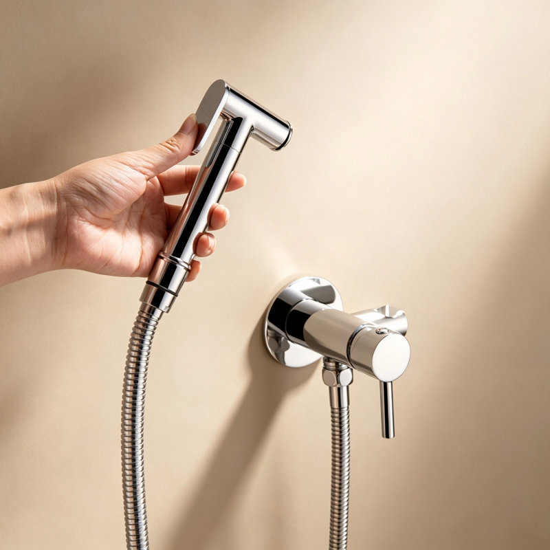 Robinet de bidet mural en laiton à 1 poignée Modern, Chrome