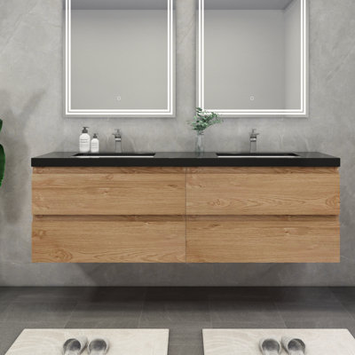Kirker 72" Wall-Mounted Double Bathroom Vanity Set