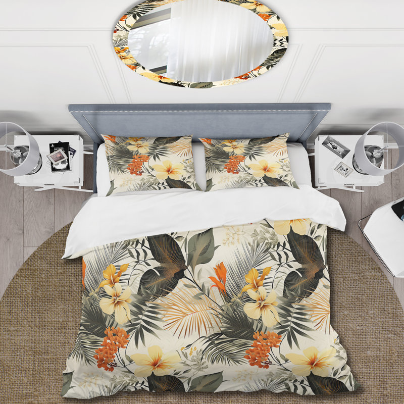 Ensemble de housse de couette TrayCen - Tropical, Housse de couette simple + 1 taie décorative stan