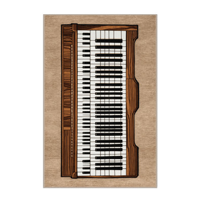 Washable Piano Music Area Rug
