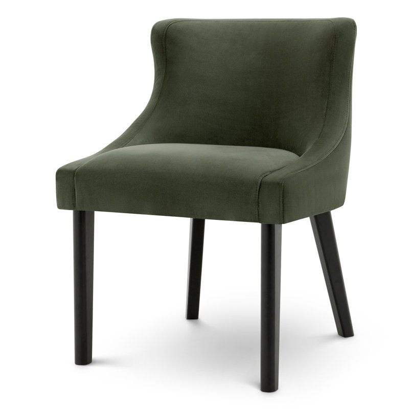 Dining Chair Chavelle Black Finish, Torrin Green