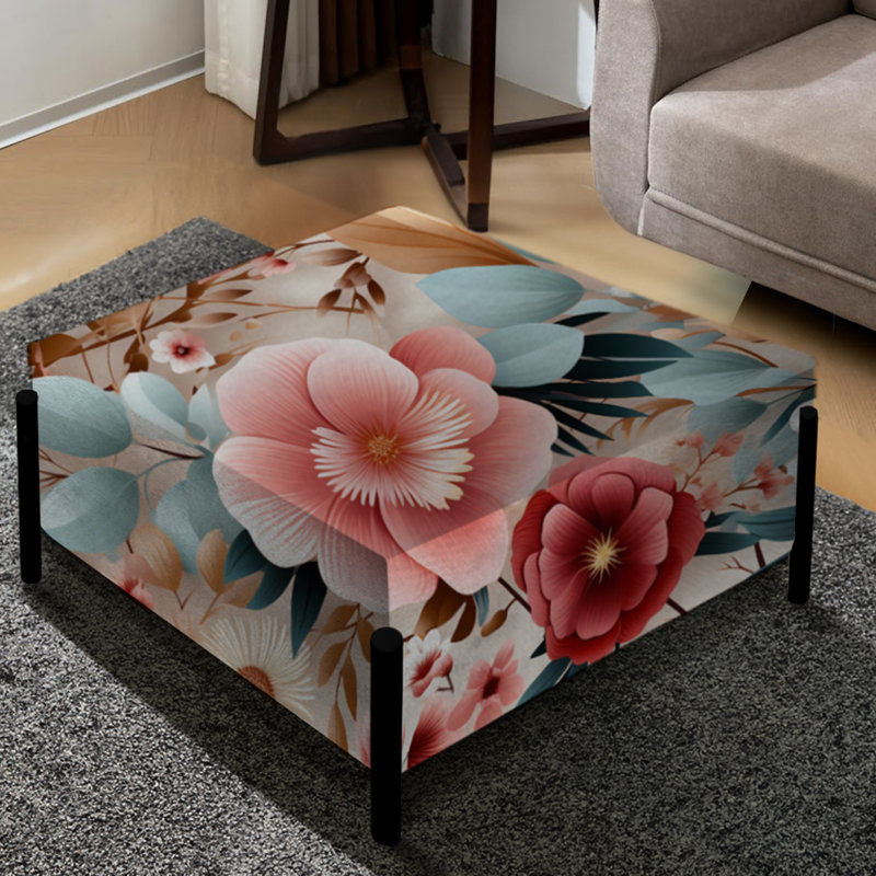 Pastel Bohemian Bliss Floral Pattern - Floral Large Square Ottoman