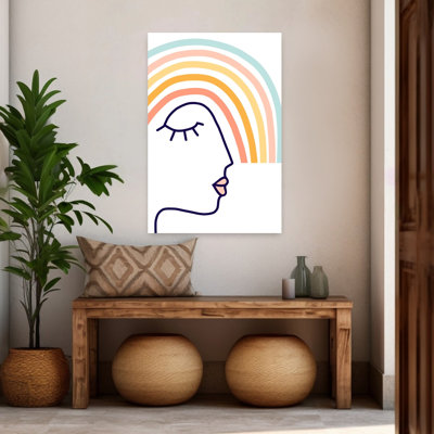 Rêve sous un arc-en-ciel abstrait, paysage minimaliste coloré, impression d'art mural