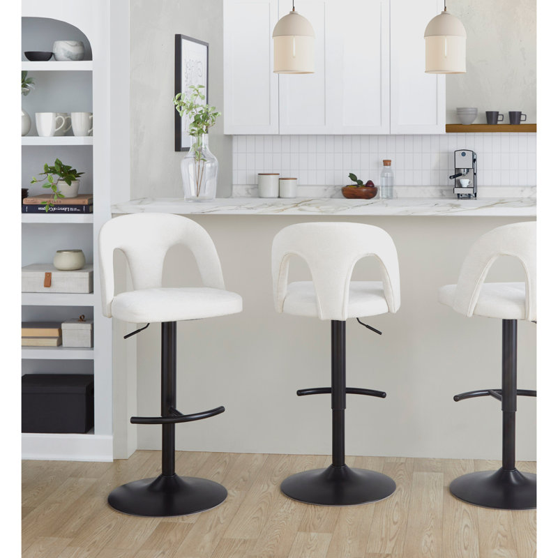 Tabouret de bar réglable, Blanc, Noir