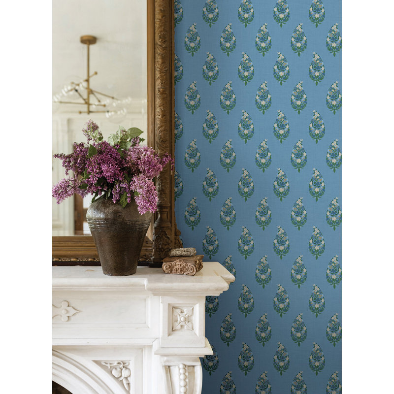 Papier peint motif cachemire, Bleu