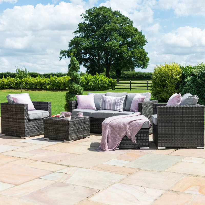 Georgia 3 Seat Rattan Sofa Set - with Ice Bucket Coffee Table, Mixed Dark Grey/Light Grey