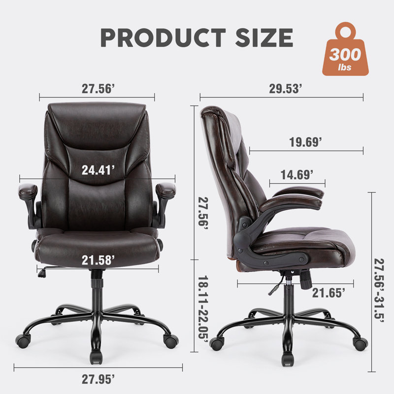 Chaise de bureau avec appui-tête Jamschid, Brun