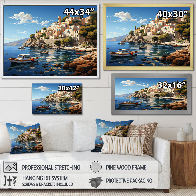 Capri, Italie, paysage côtier, rêve II - Italie, art mural paysage, Cadre flottant brun, H 12 po x l 20 po x P 1 po
