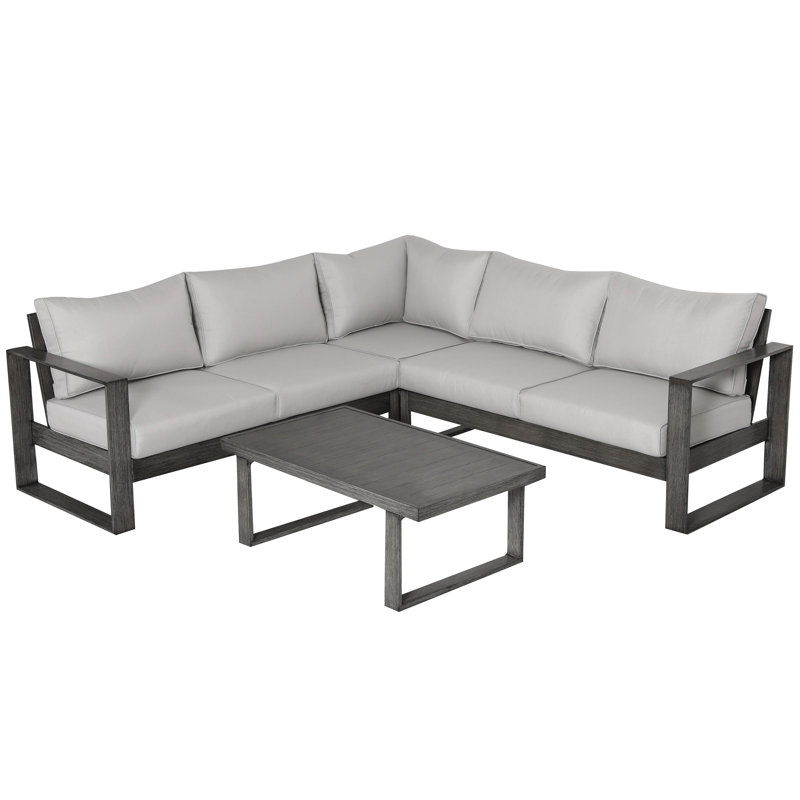  4-Piece Outdoor Aluminum Sectional Sofa Set