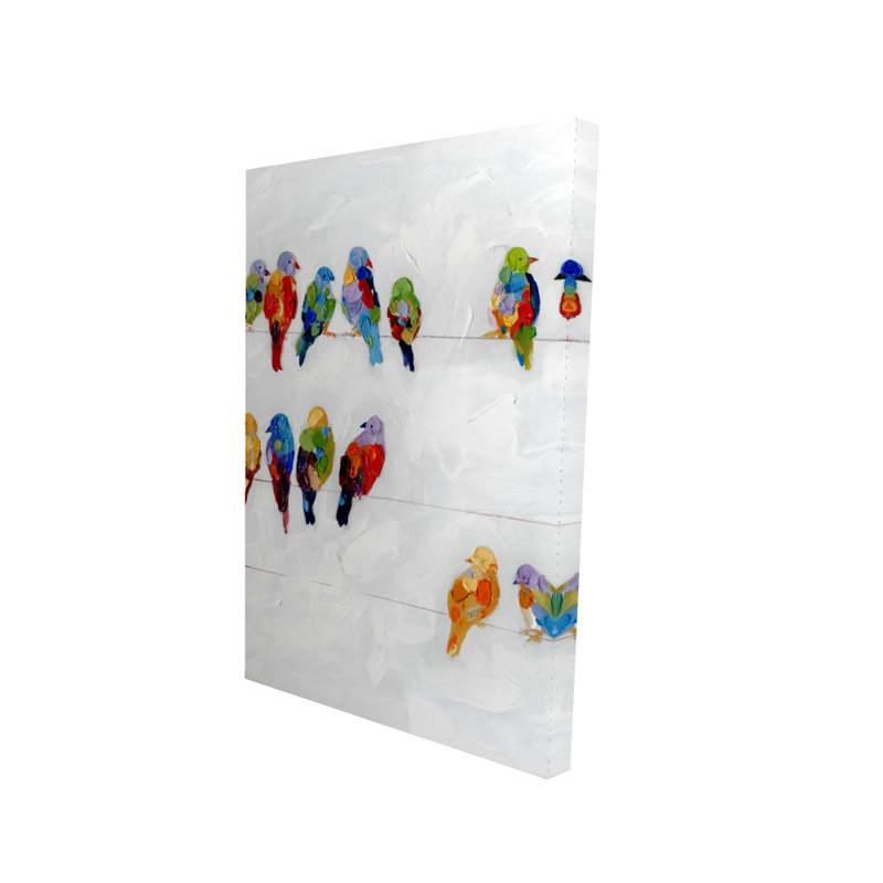 Oiseaux colorés sur un fil - Toile d'oiseau exotique pour la décoration intérieure