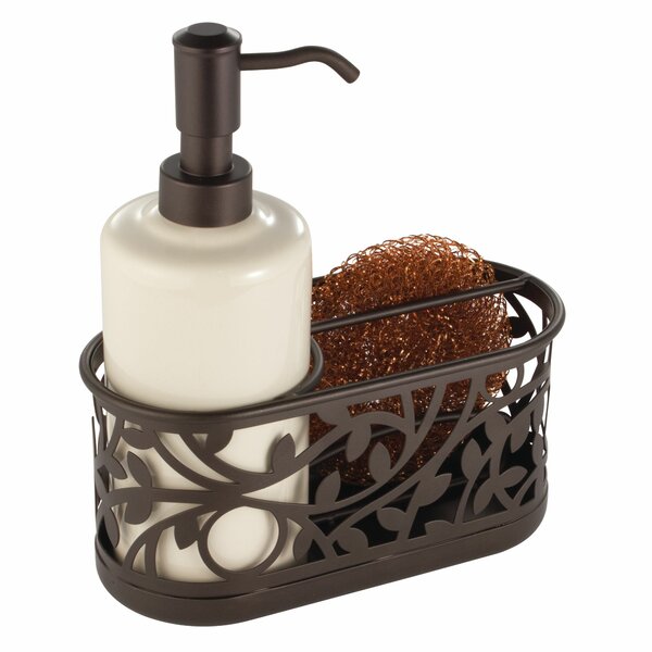 mDesign Kitchen Soap Dispenser Pump, Sponge, Scrubby and Dish Brush Caddy